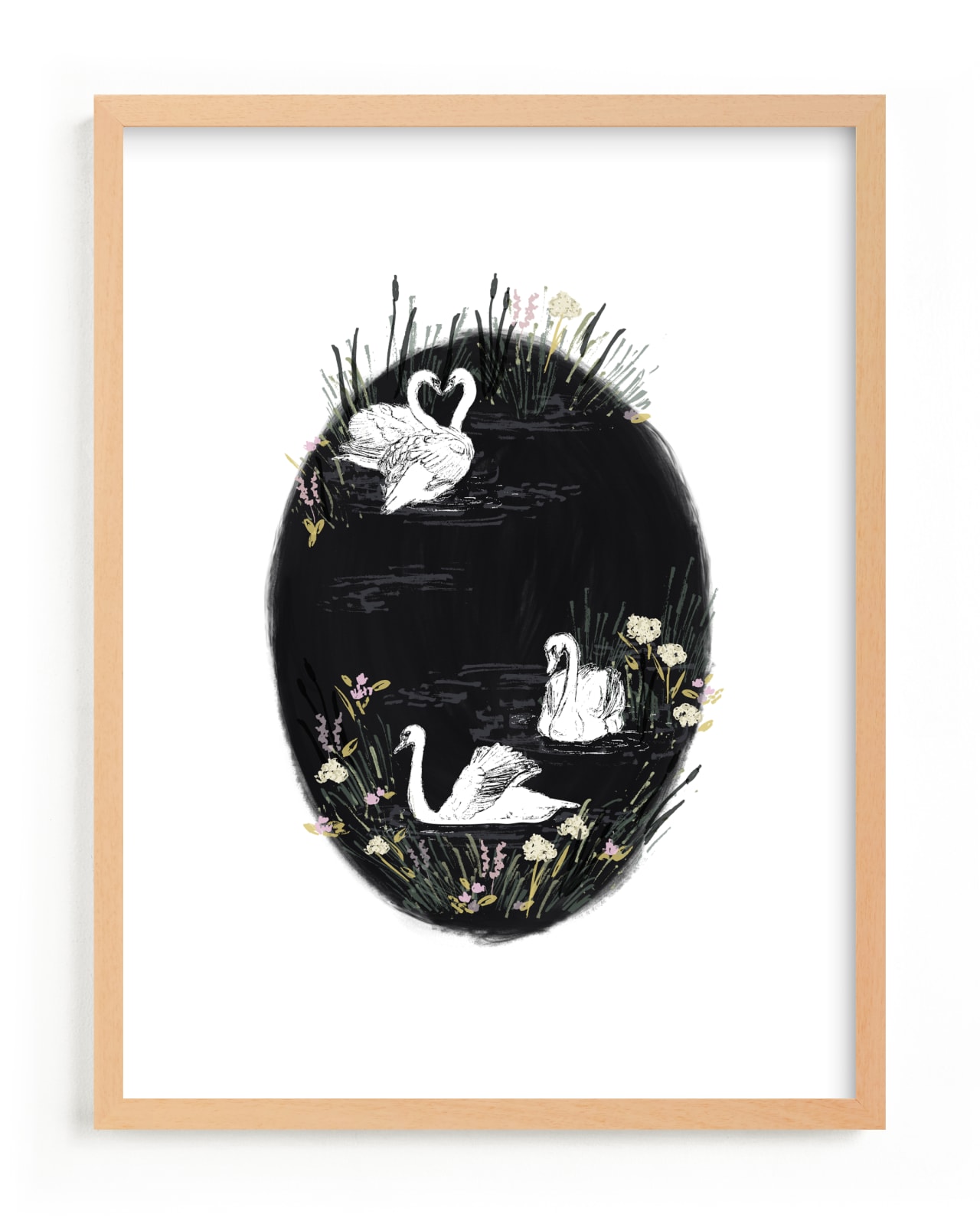"Sweet Swan Lake" - Limited Edition Art Print by Shiny Penny Studio in beautiful frame options and a variety of sizes.