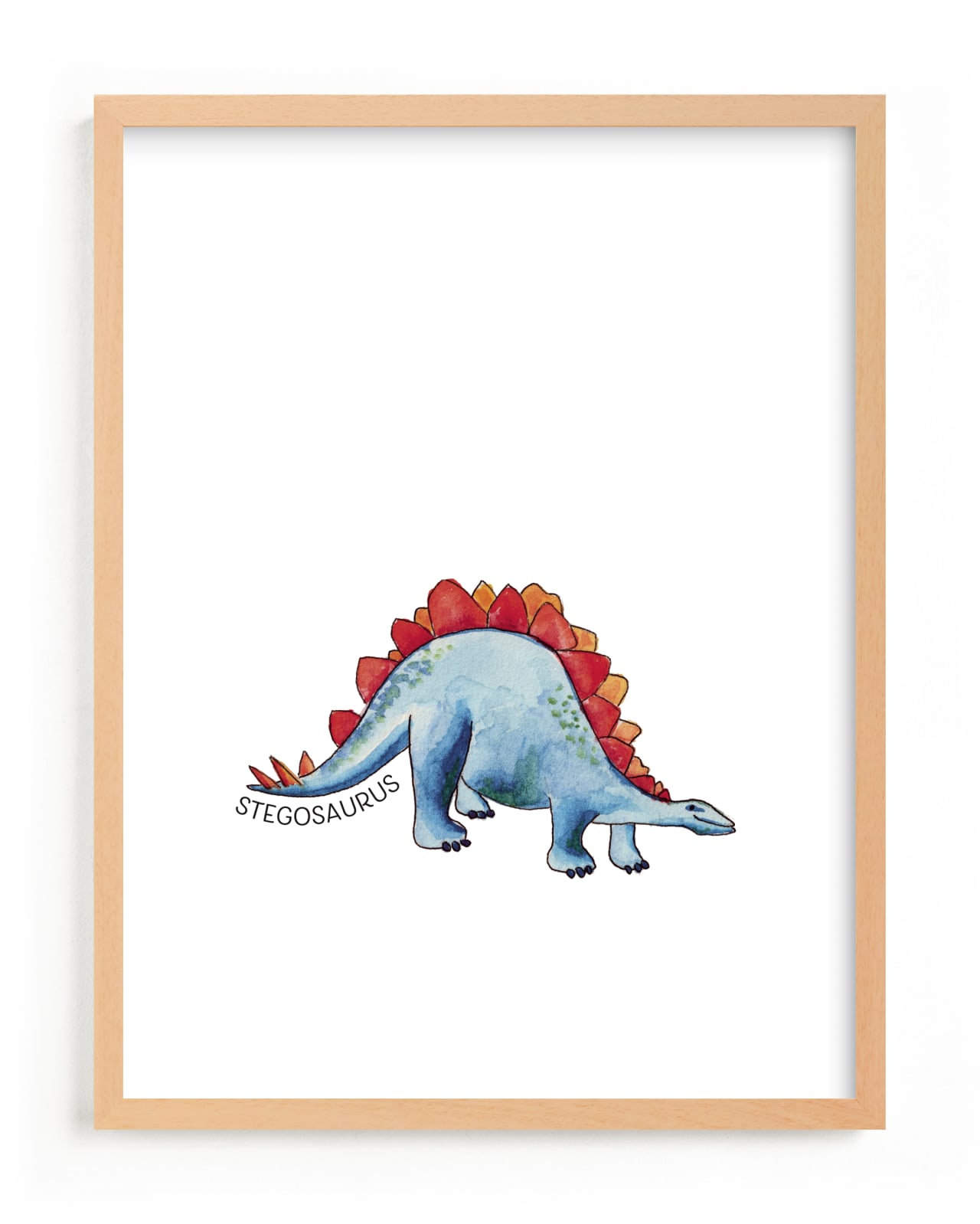 "Watercolor Dino Party Stegosaurus" by Rachel Getz in beautiful frame options and a variety of sizes.