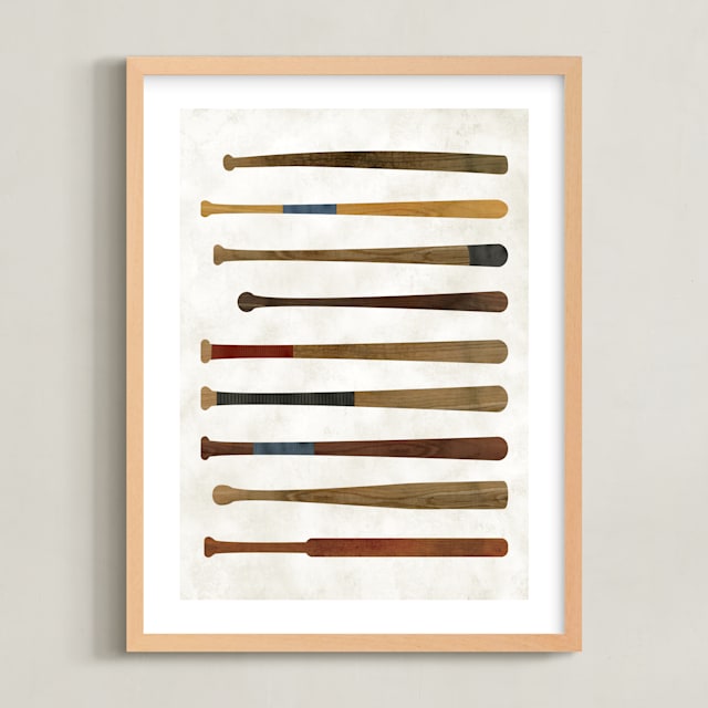 "Vintage Bats" - Art Print in Dust by Heather Schertzer - Framed