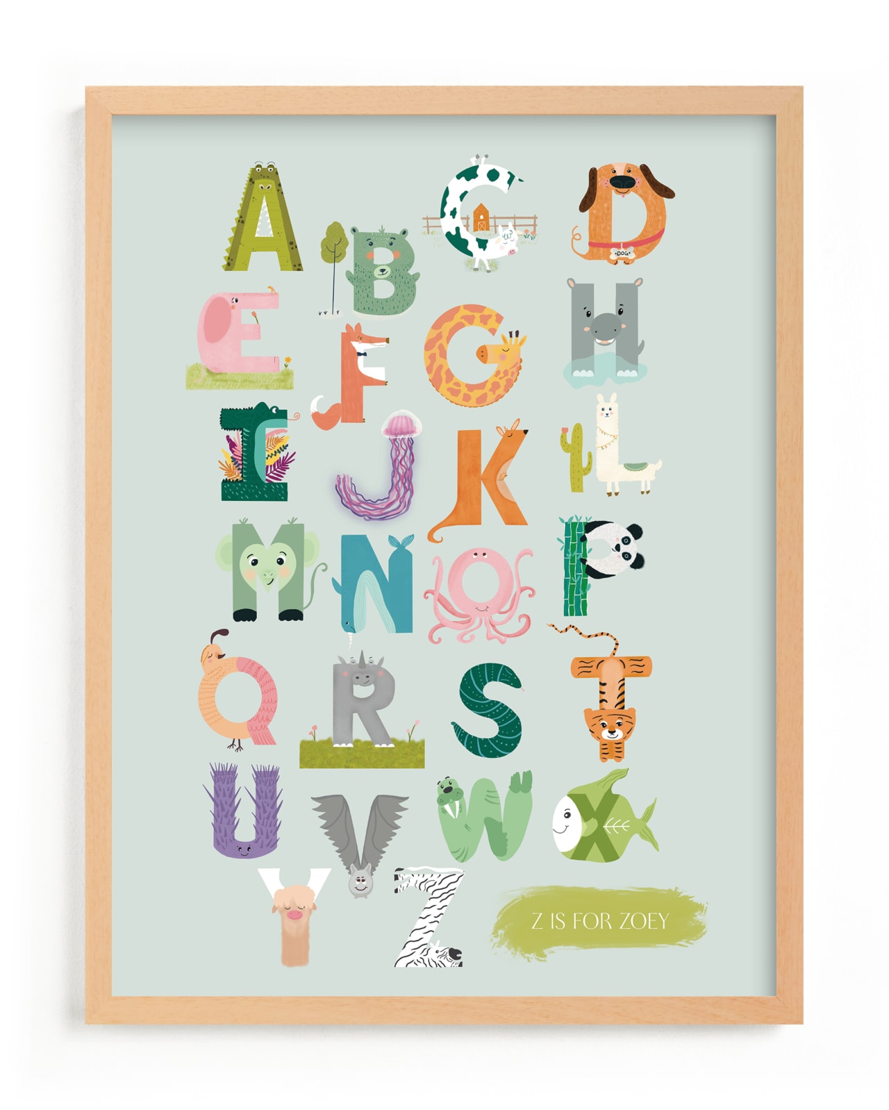 "Alphabet farm" - Custom Open Edition Nursery Art Print by Char-Lynn Griffiths in beautiful frame options and a variety of sizes.