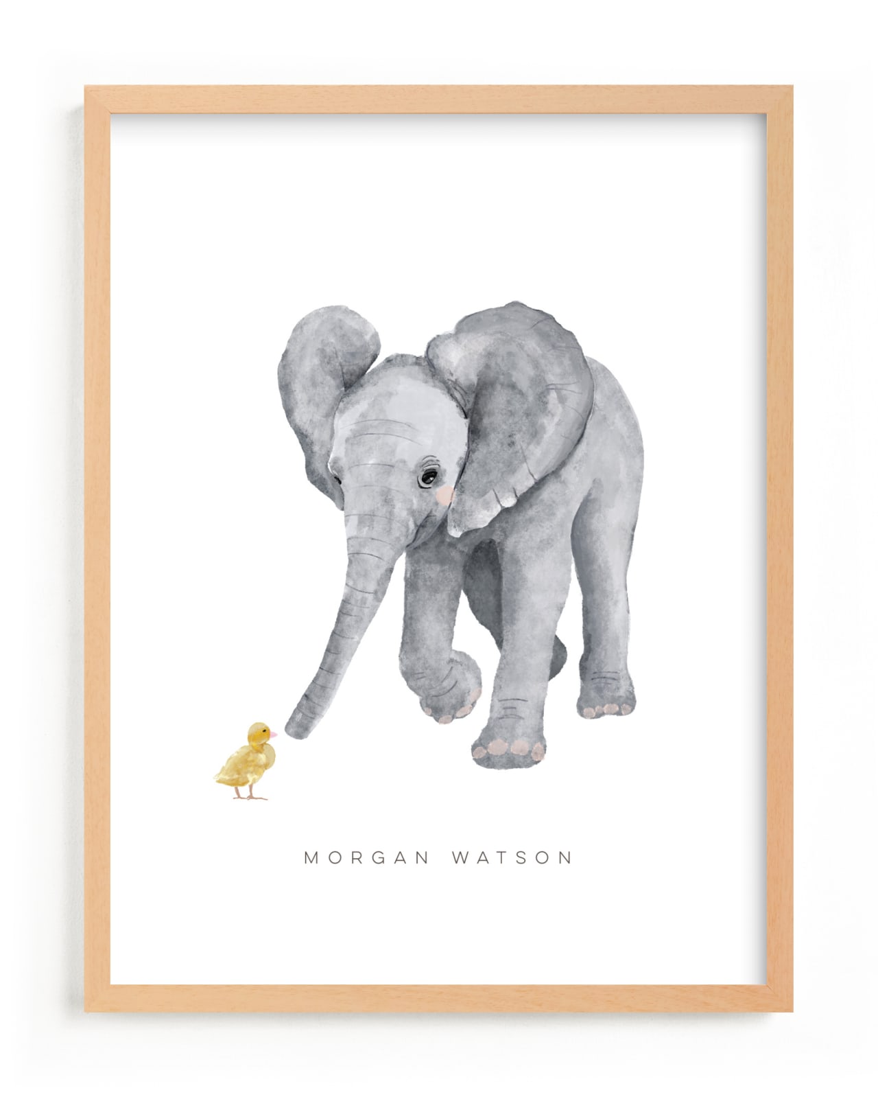 "baby elephant and duckling" - Custom Open Edition Nursery Art Print by Cass Loh in beautiful frame options and a variety of sizes.