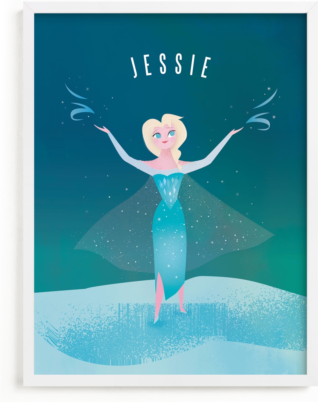 This is a blue disney art by Lori Wemple called Elsa's Magic | Frozen.