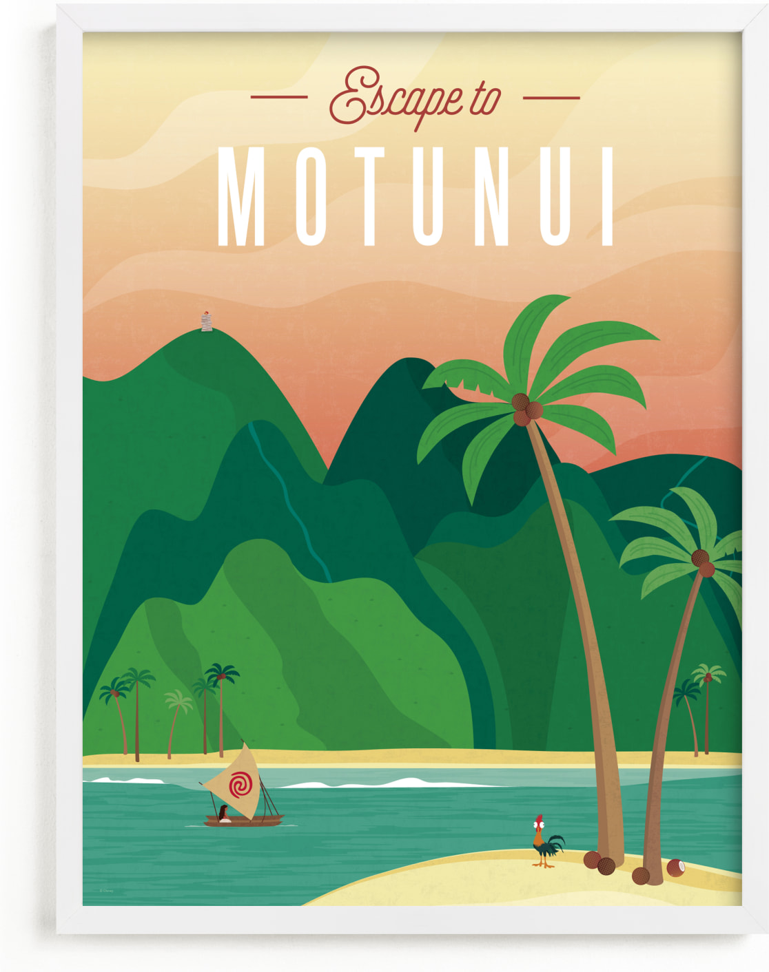 This is a colorful disney art by Erica Krystek called Escape to Motunui from Disney's Moana.