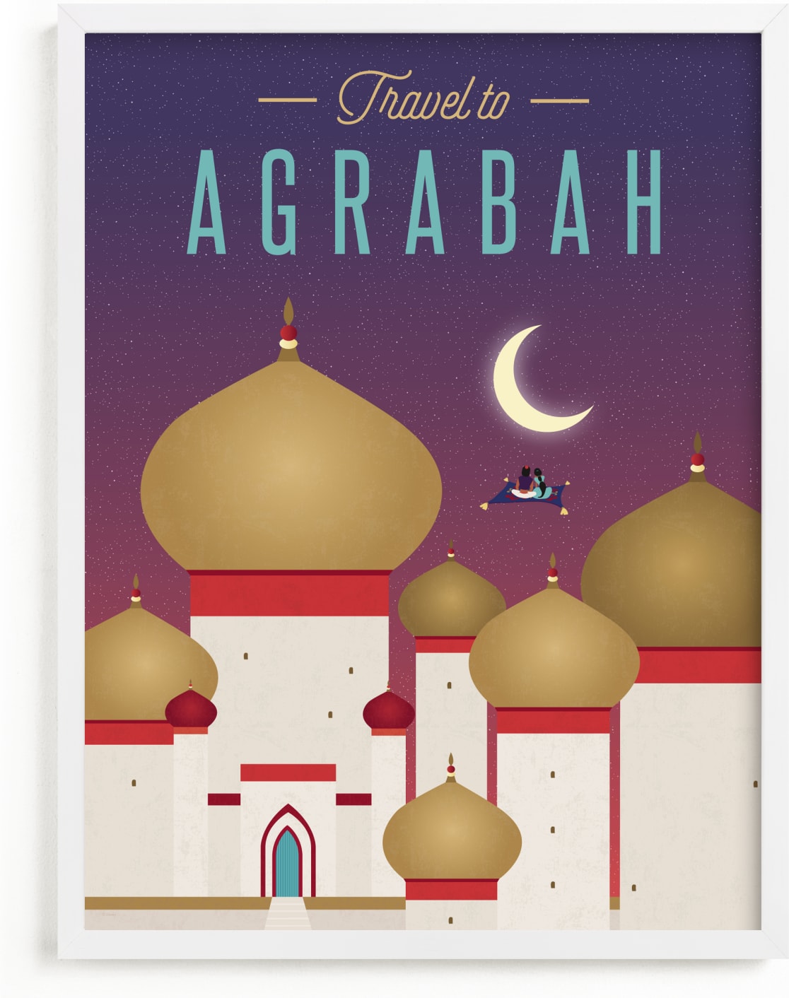 This is a colorful disney art by Erica Krystek called Travel to Disney's Agrabah.