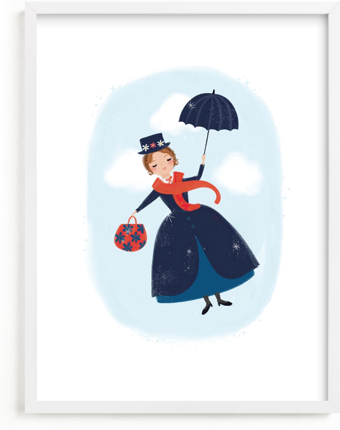 This is a blue disney art by Itsy Belle Studio called Disney's Mary Poppins Flies.