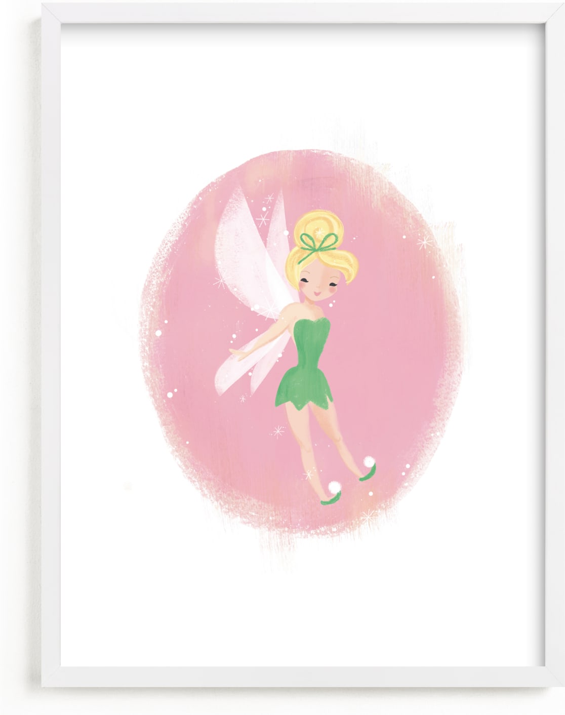 This is a pink disney art by Itsy Belle Studio called Disney's Tink Flies.