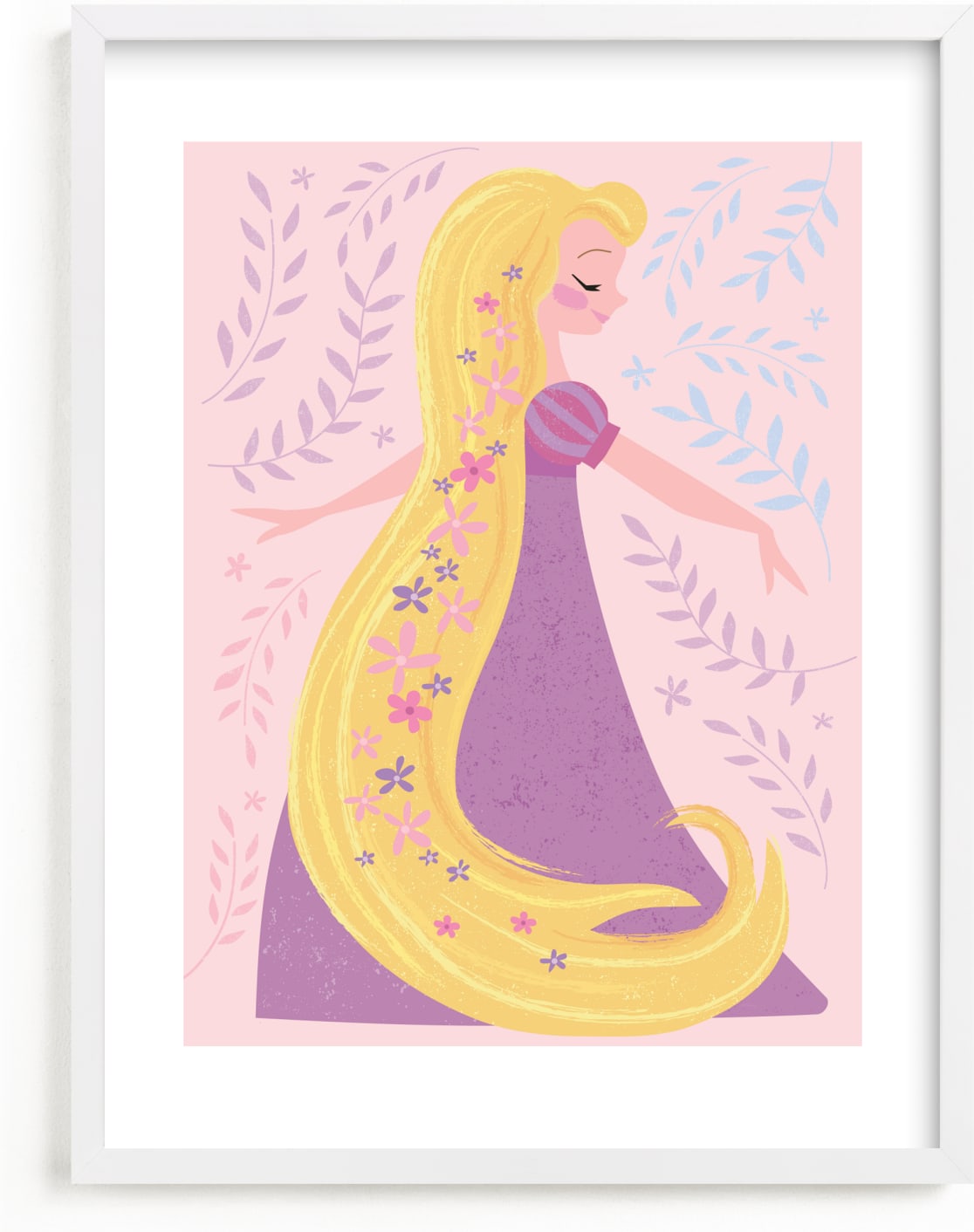 This is a purple disney art by Angela Thompson called Disney Dreaming Rapunzel.
