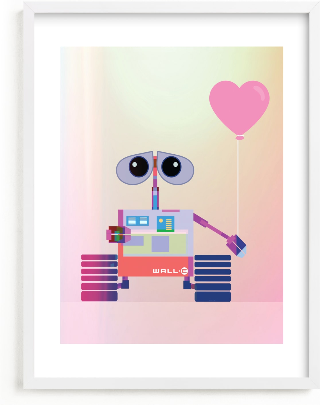 This is a colorful disney art by Maja Cunningham called Disney and Pixar's Wall-E in technicolor.