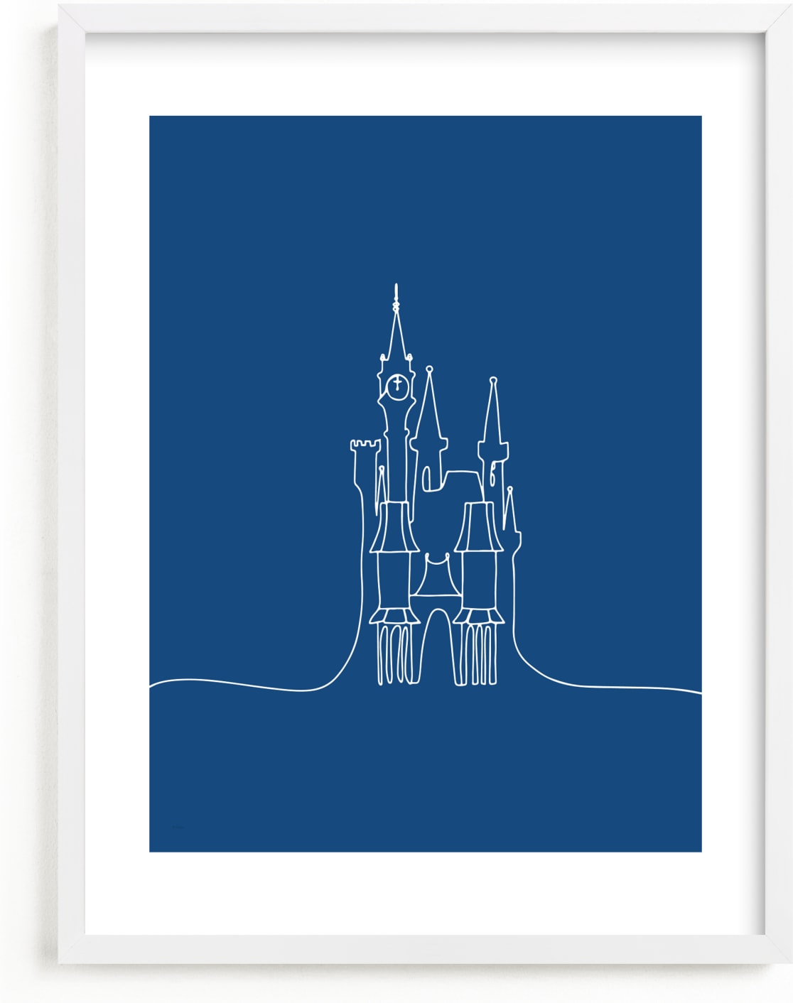 This is a blue disney art by Britt Mills called The Castle from Disney's Cinderella.