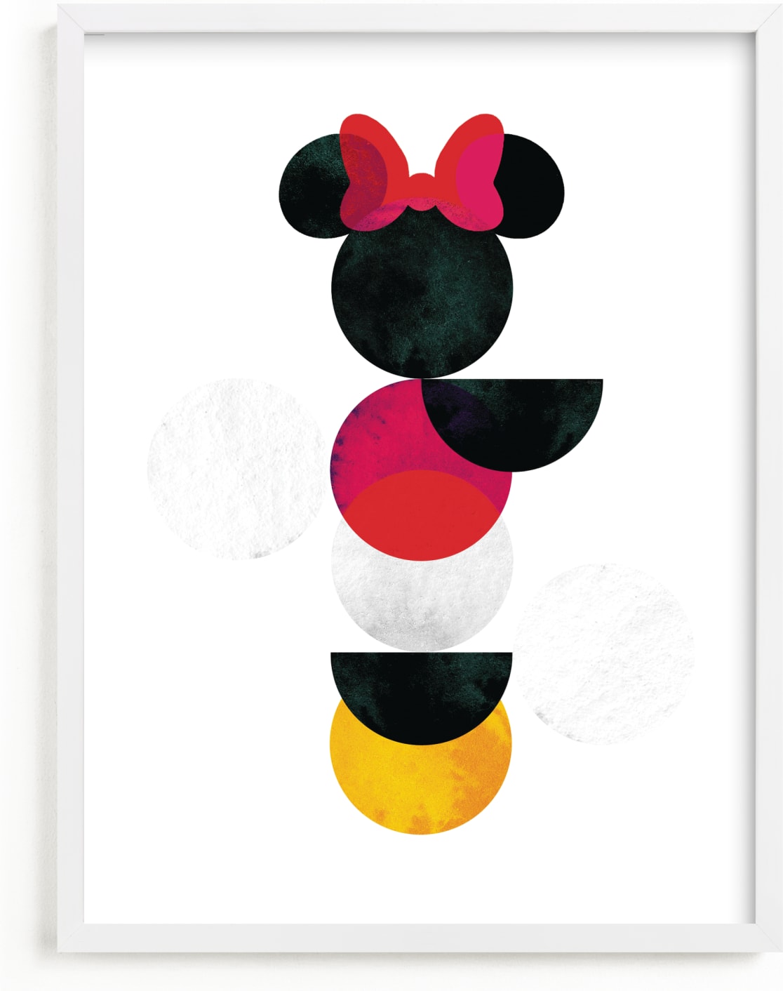 This is a yellow disney art by Anna Joseph called Disney Minimalist Minnie Mouse.