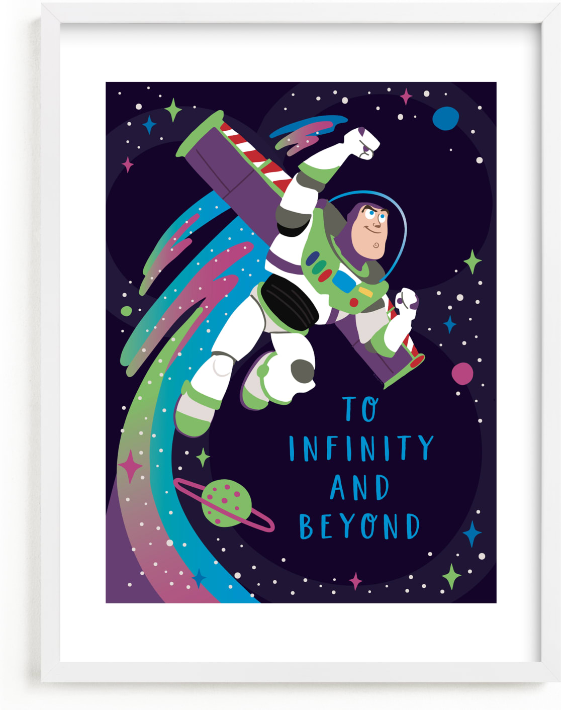 This is a blue disney art by Katie Zimpel called Disney and Pixar Buzz Lightyear.