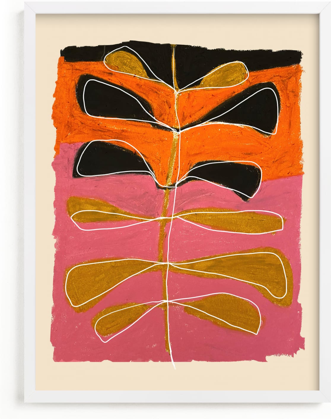 This is a pink, black, orange art by Deborah Velasquez called Underground Opera.