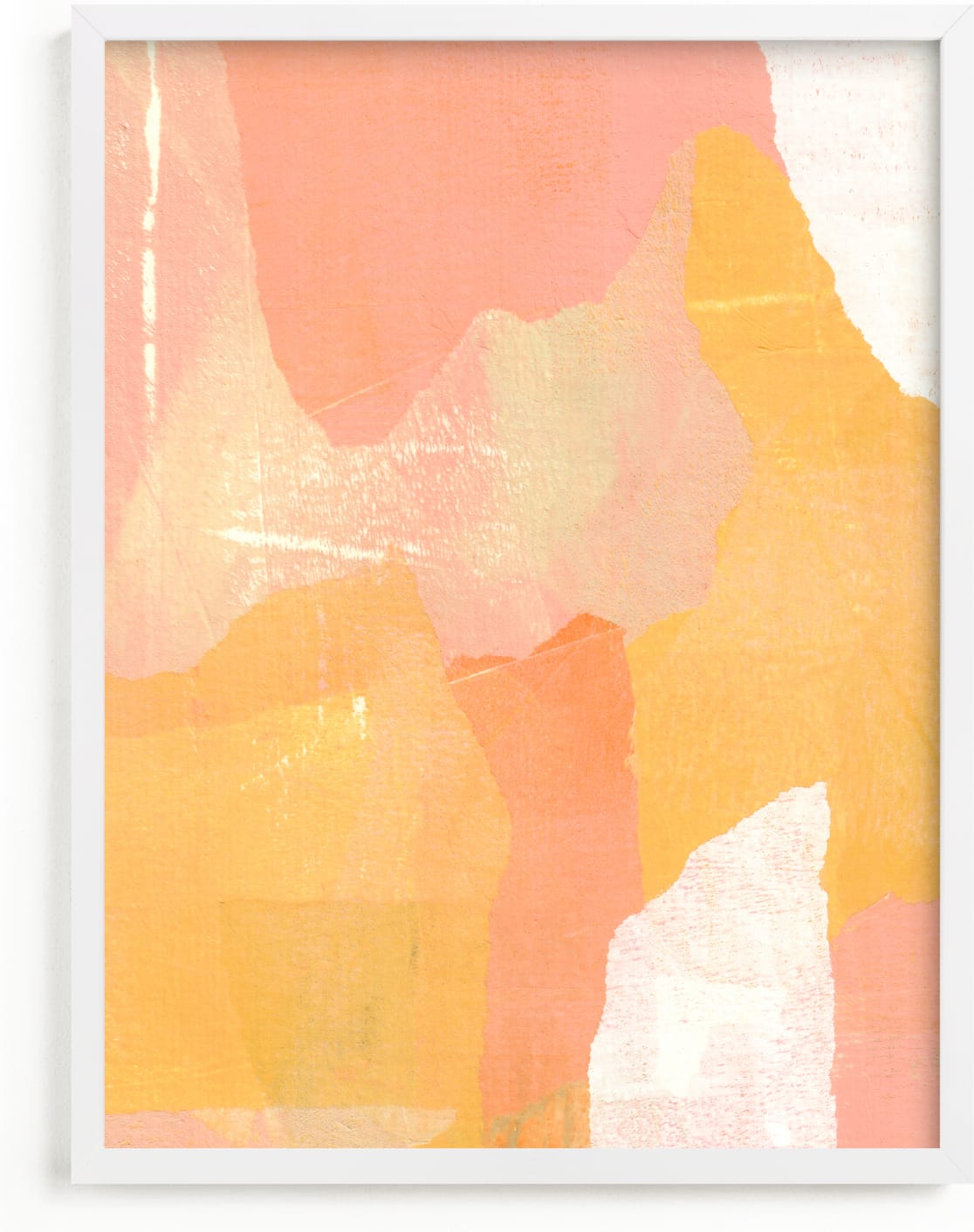 This is a white, pink, gold art by Carrie ONeal called Lazy Day.