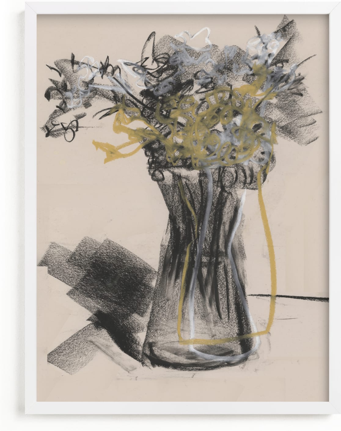 This is a yellow art by Bethania Lima called Vase of flower gestural drawing exercise.