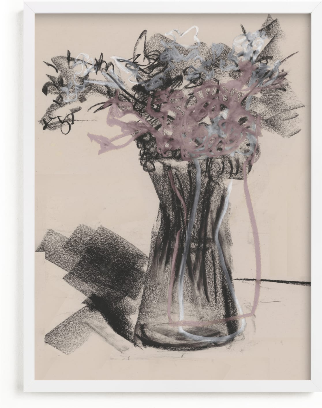 This is a purple art by Bethania Lima called Vase of flower gestural drawing exercise.