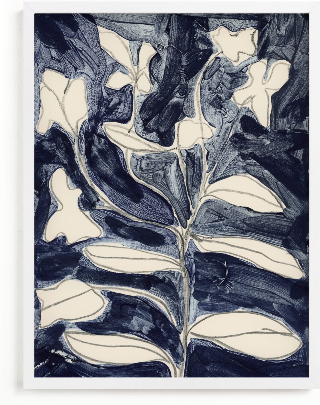 This is a blue art by Deborah Velasquez called Petals on Indigo.