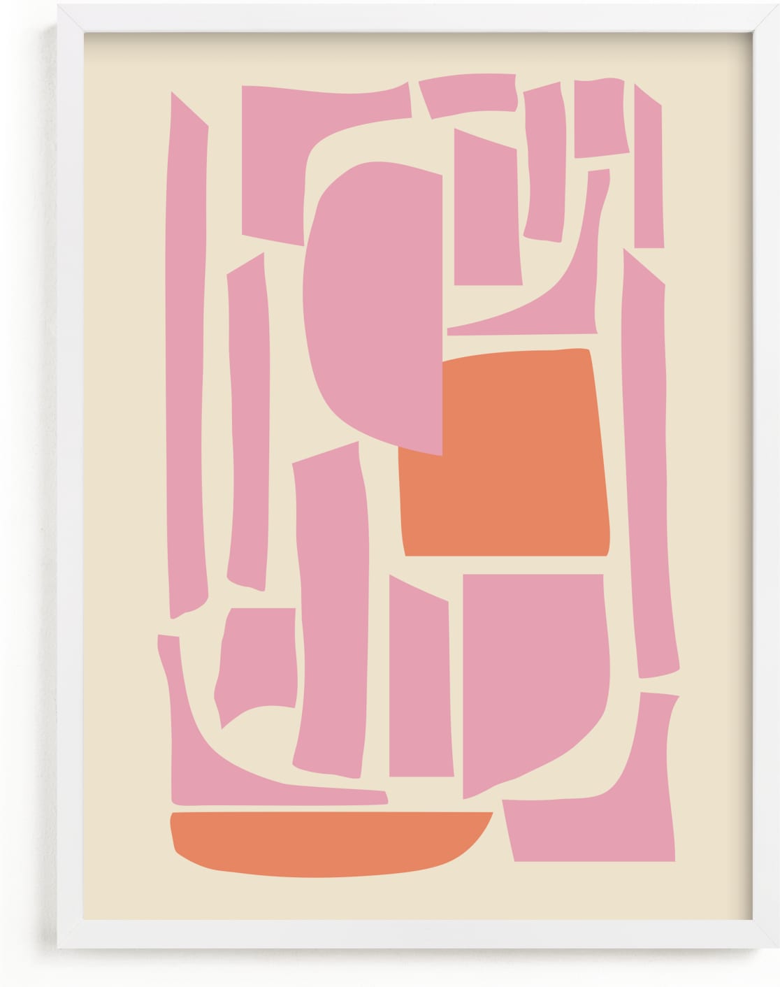 This is a ivory, pink, orange art by Beth Vassalo called Soulmates.