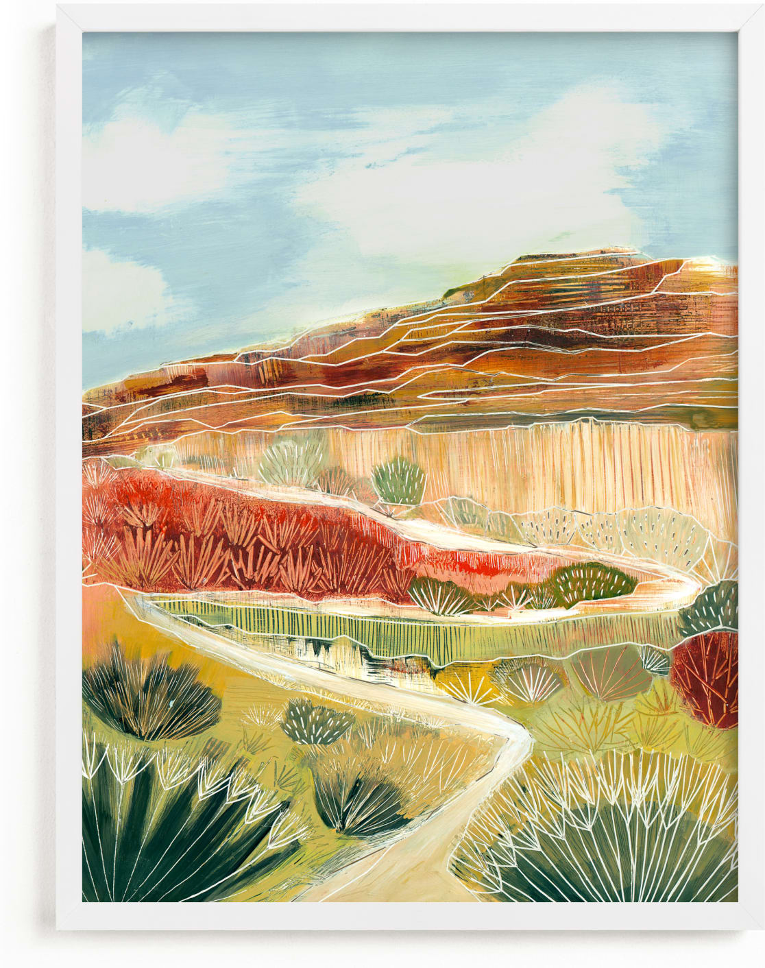 This is a brown art by Sarah Fitzgerald called Ancient Desert Path.