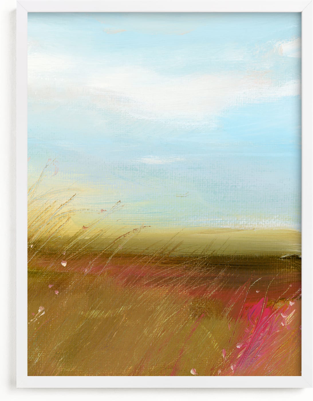 This is a blue, pink, green art by Lindsay Megahed called Afternoon Breeze II.