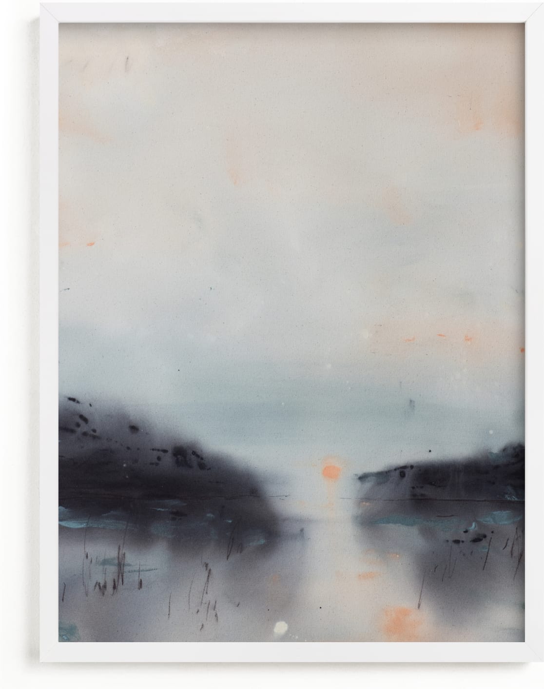 This is a grey art by Christa Kimble called Canal at Sunrise.