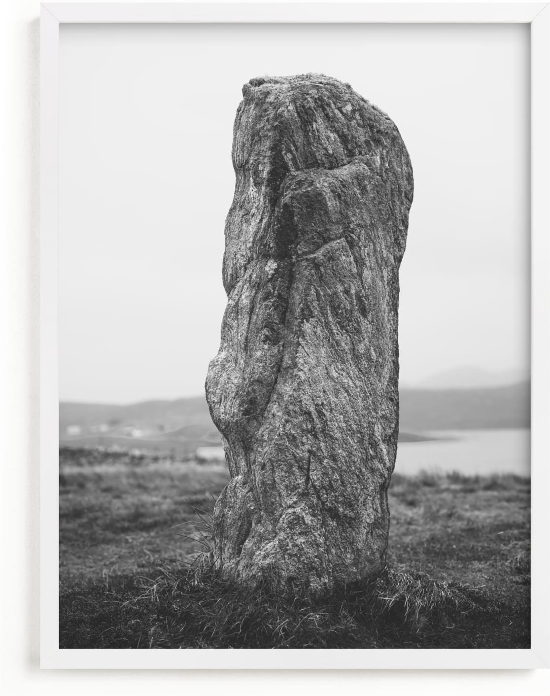 This is a black and white art by Kamala Nahas called Standing Stones III.