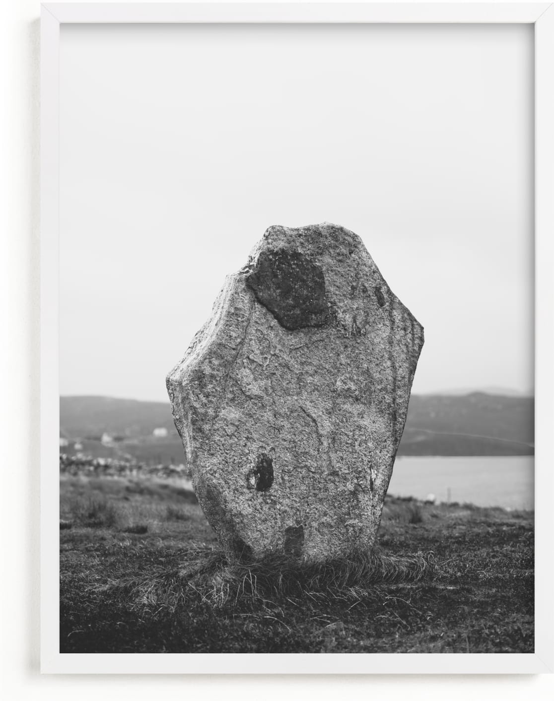 This is a black and white art by Kamala Nahas called Standing Stones I.