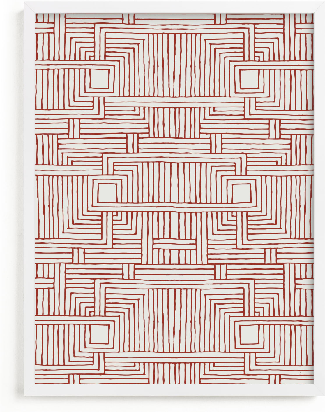 This is a red art by Katie Zimpel called Weaving Doodle.