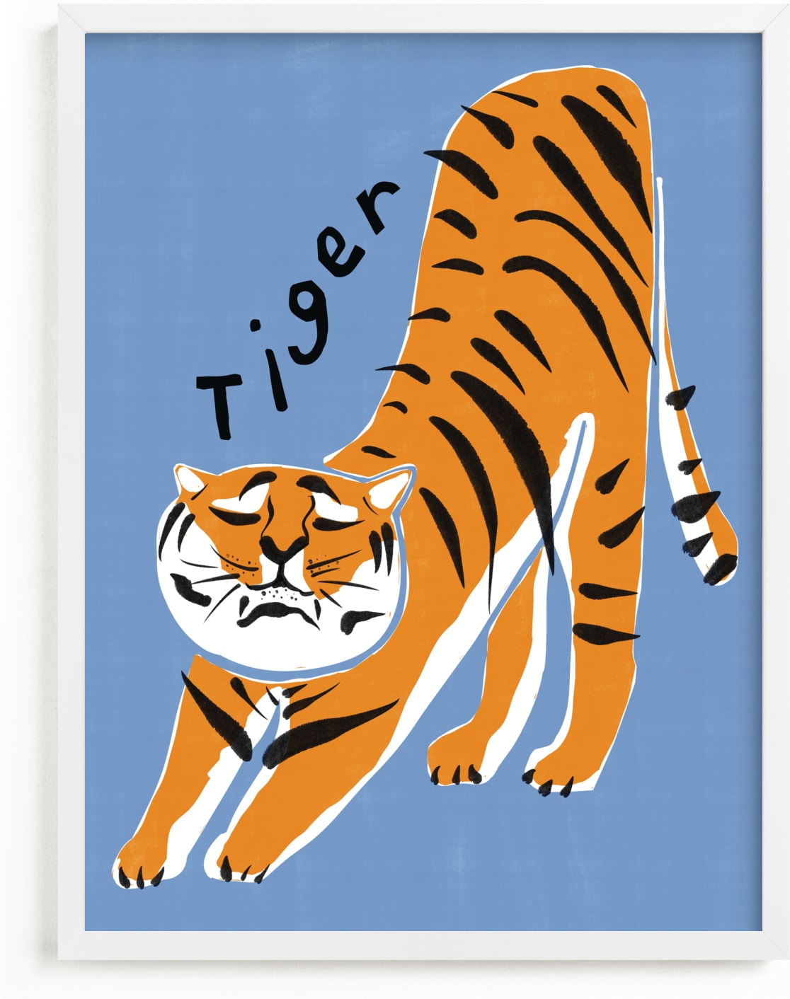 This is a blue art by Inkblot Design called Tiger Yoga.