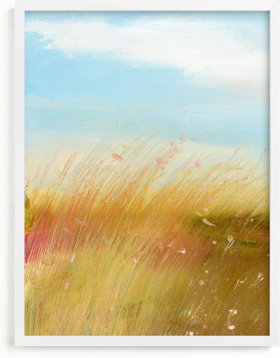 This is a blue, pink, beige art by Lindsay Megahed called Afternoon Breeze I.