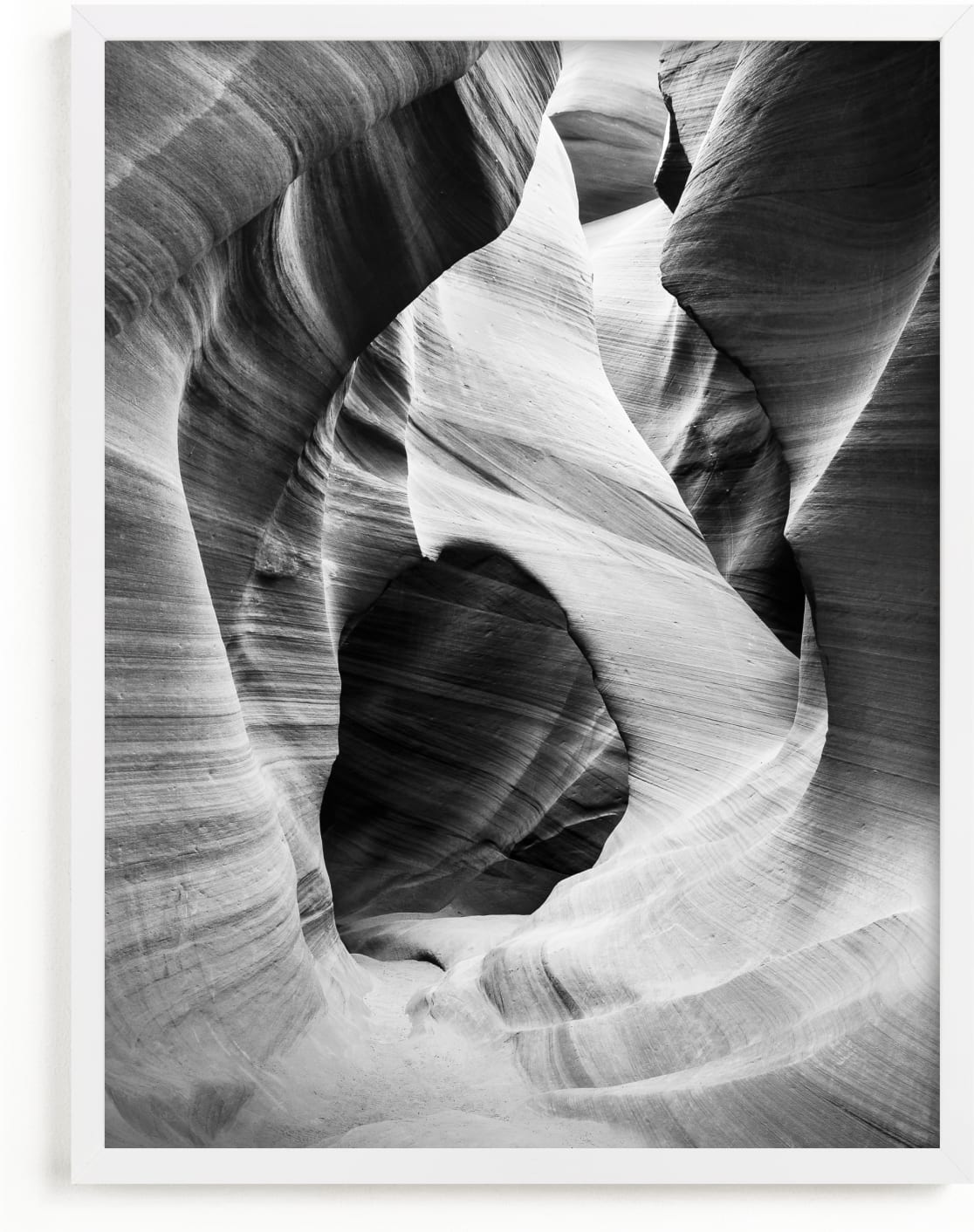 This is a black and white art by Kamala Nahas called Canyon 1.