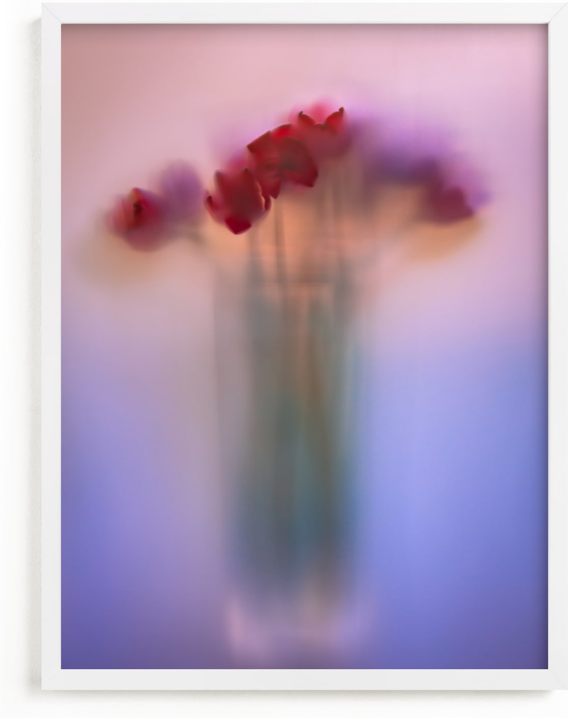 This is a purple, pink, red art by Aralyn Griesbach called Tulips in vase.