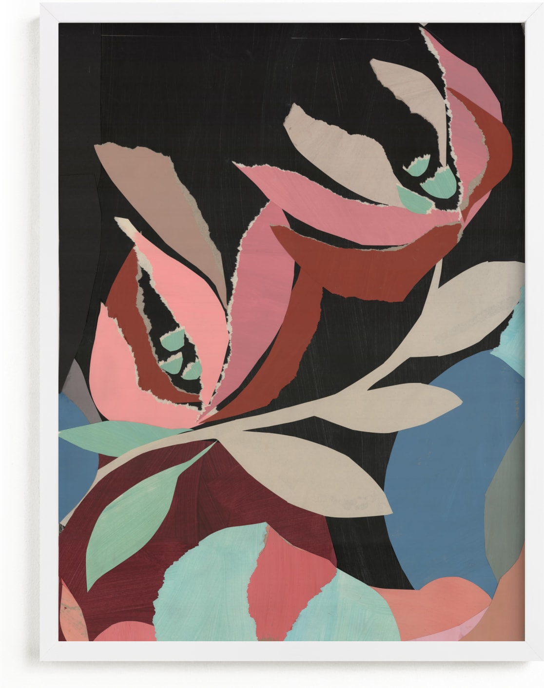This is a colorful, pink, black art by cyrille gulassa called Magnolia Majesty.