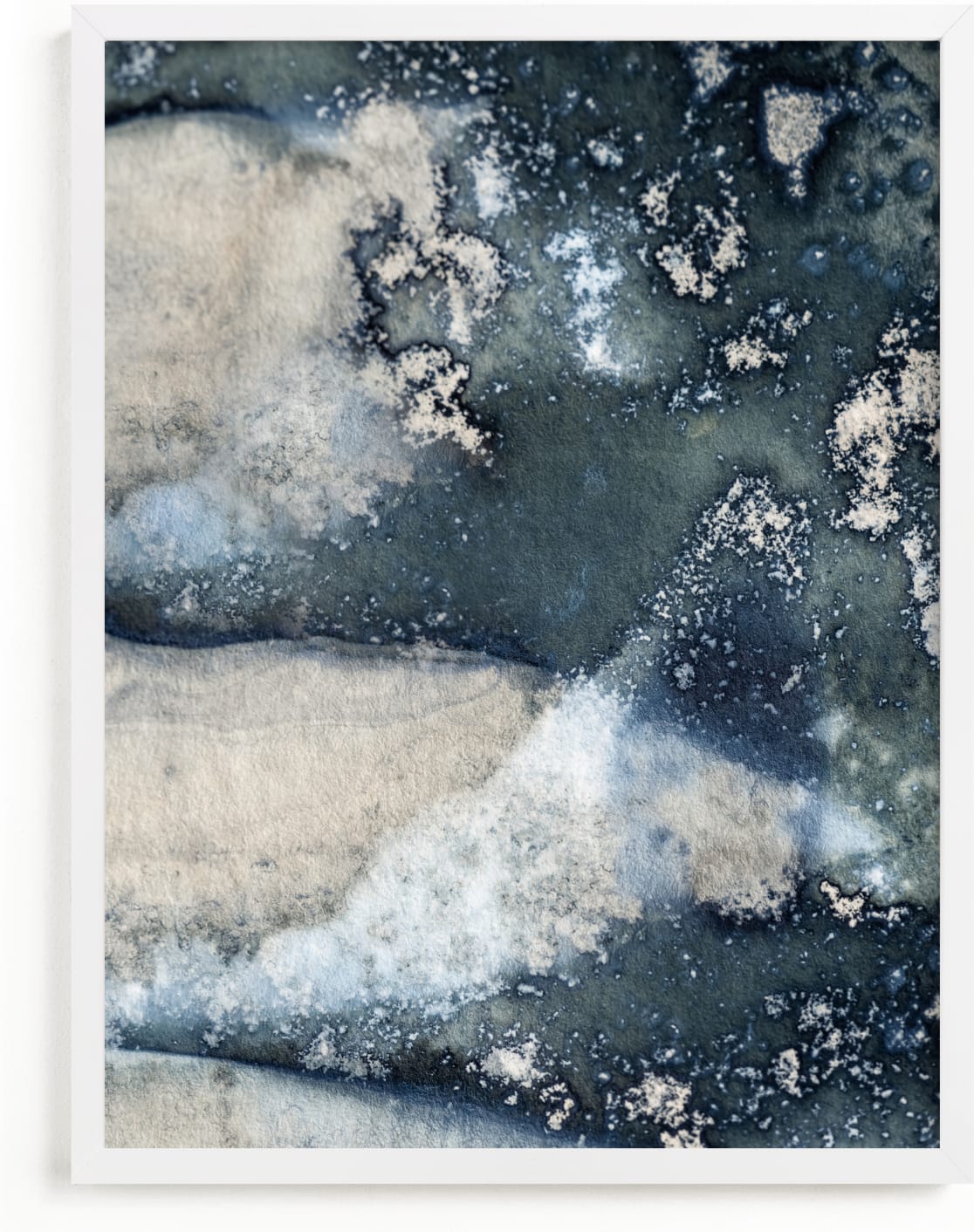 This is a blue, grey, silver art by Courtney Crane called What Lies Beneath ll.