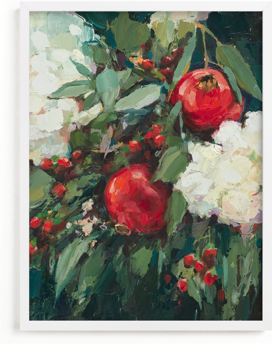 This is a white art by Wendy Keller called Pomegranate.
