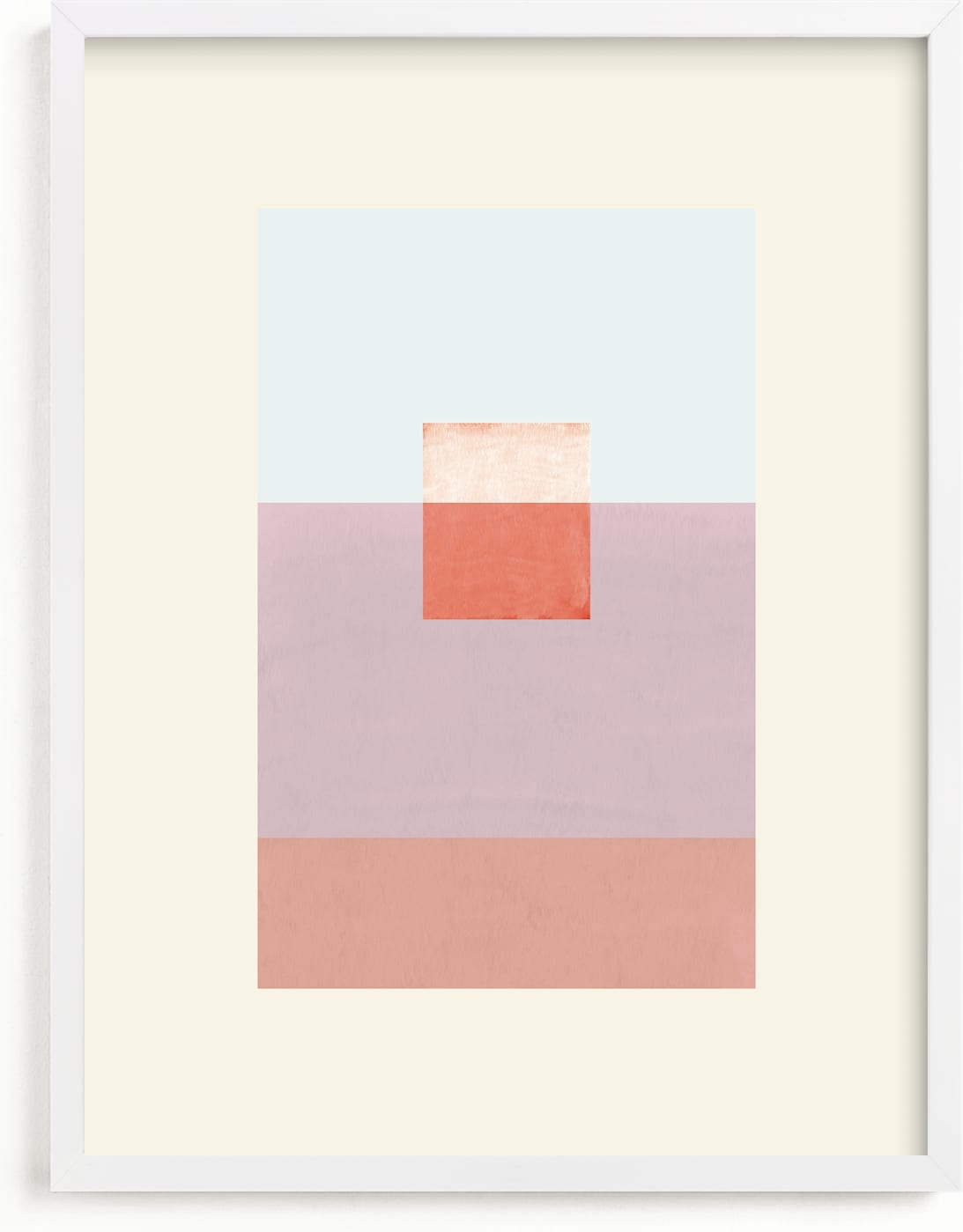 This is a blue, pink, beige art by Baumbirdy called Pastel Shade.