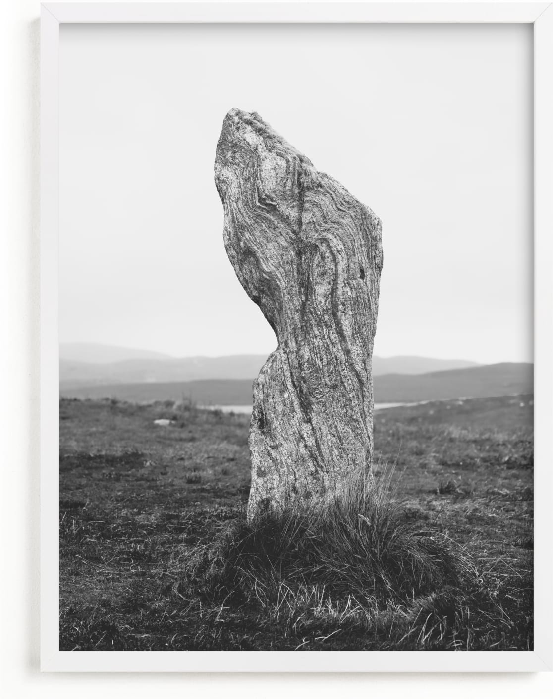 This is a black and white art by Kamala Nahas called Standing Stones II.