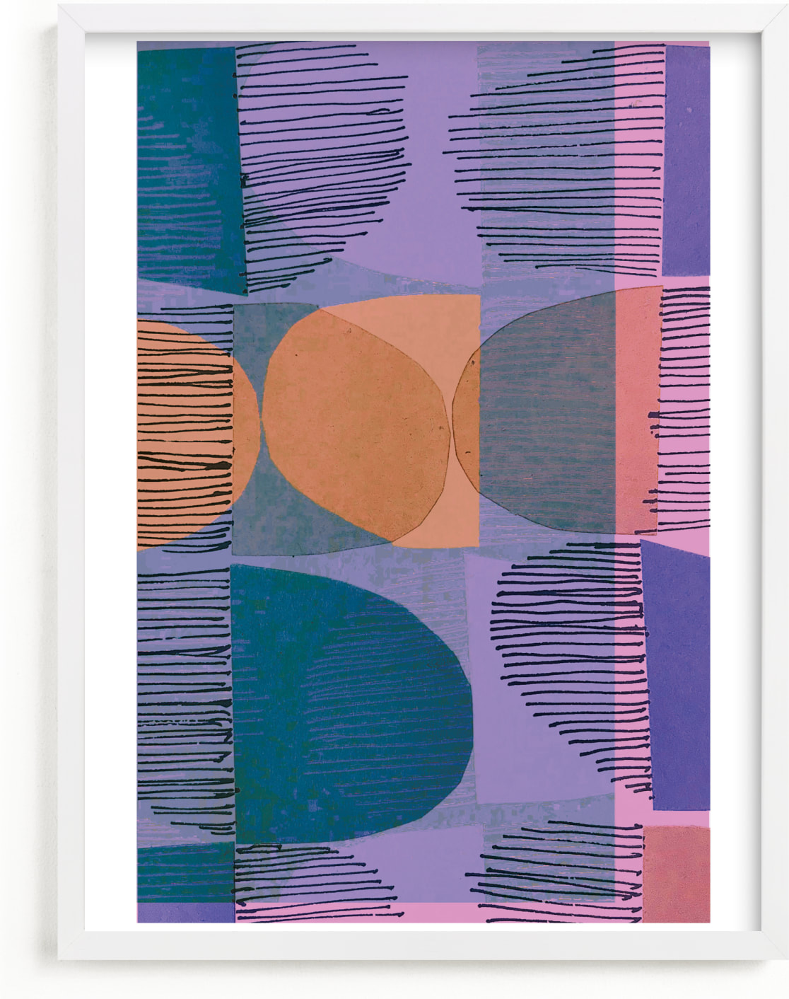This is a blue, purple, orange art by Jenna Skead called Boho Screenprint II.