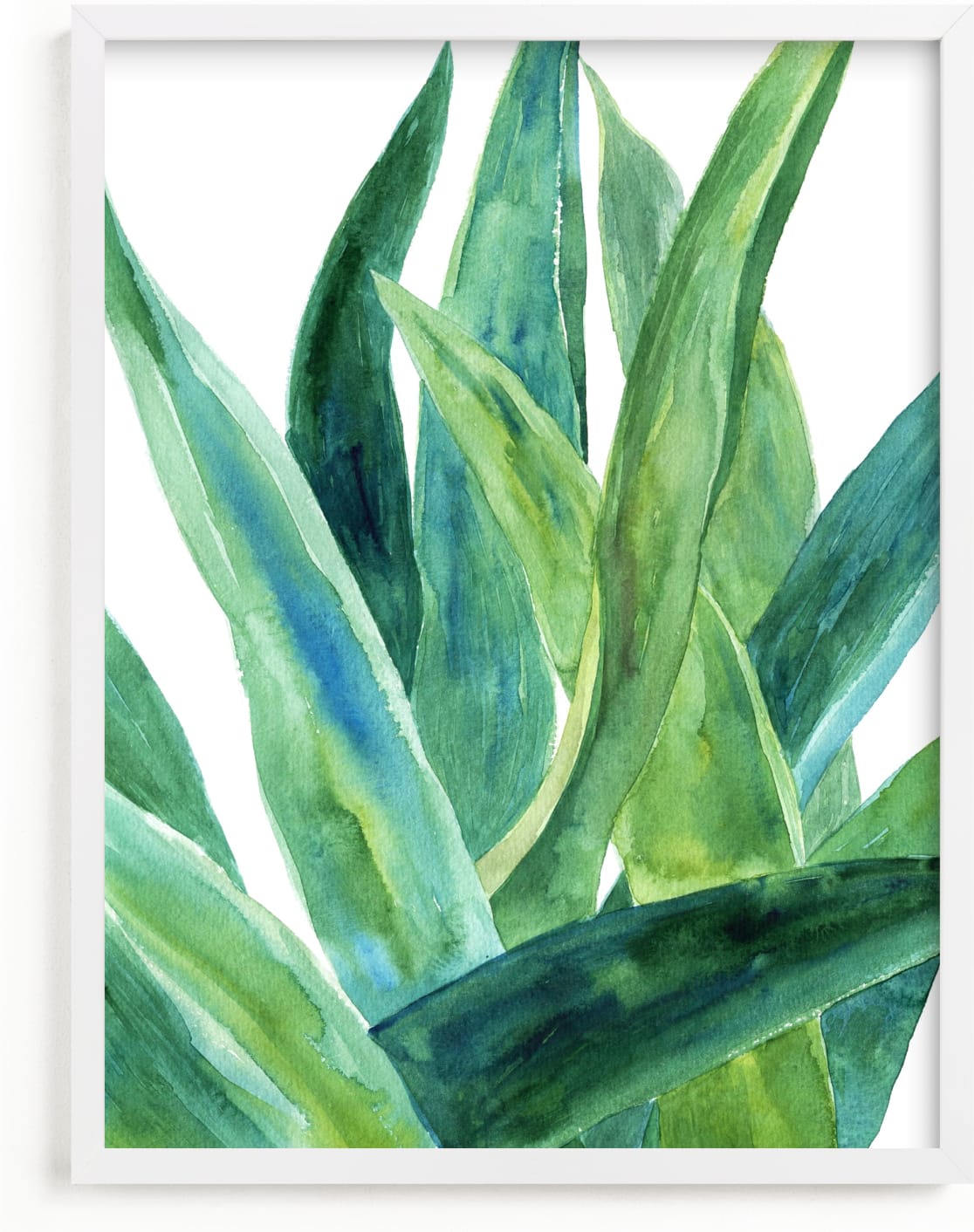 This is a blue art by Alexandra Dzh called Tropical plants I.