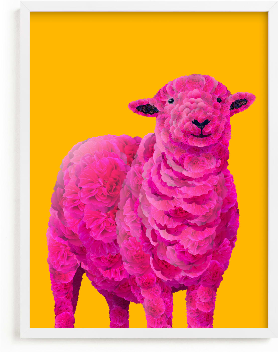 This is a colorful, yellow, pink art by Laura Gatewood called Fiona.