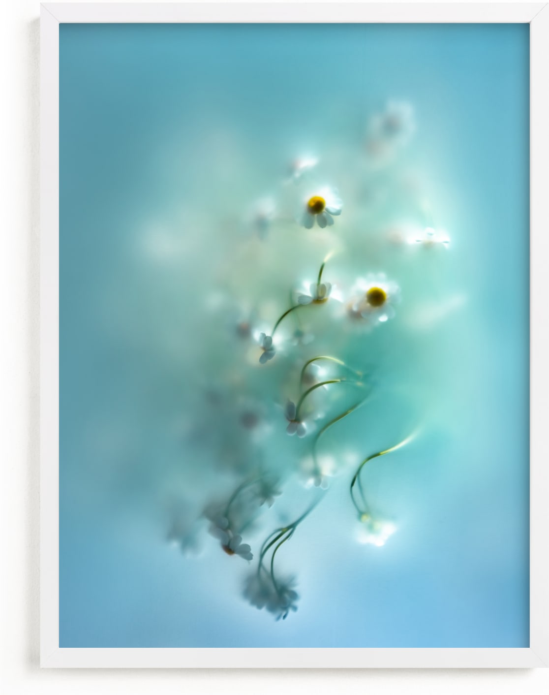 This is a blue art by Aralyn Griesbach called Daisies in aqua.