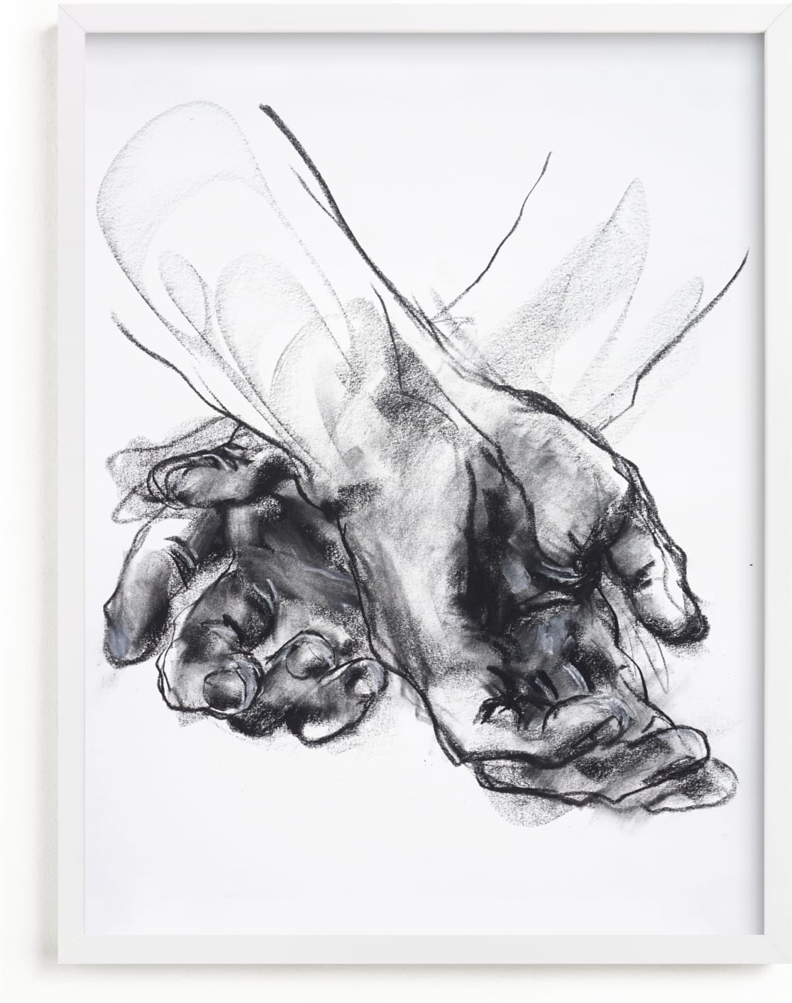 This is a black and white art by Derek overfield called Drawing 561 - Crossed Hands.
