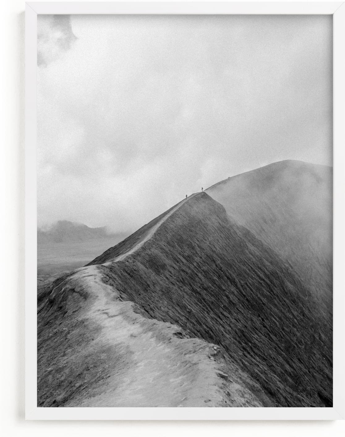 This is a black and white art by Marianne Brouwer called Mighty Mount Bromo.