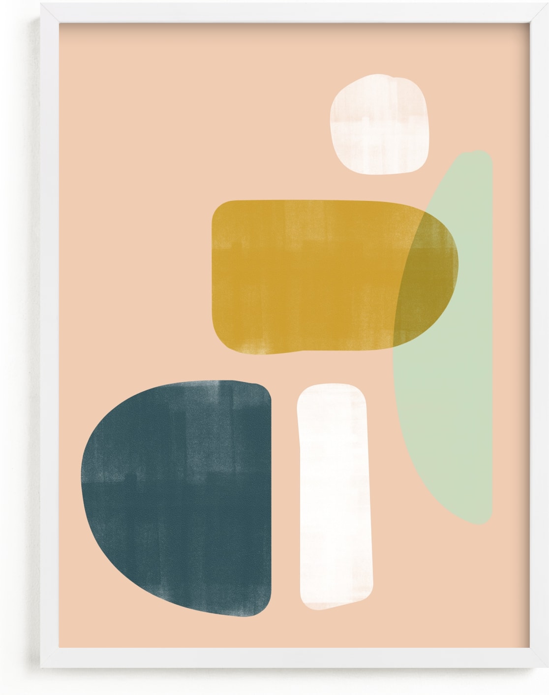 This is a yellow, pink, green art by Lindsay Stetson Thompson called balance no.2.