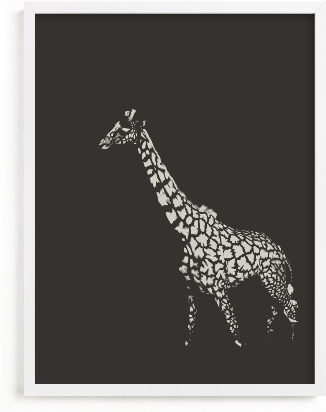 This is a black and white art by Erin Niehenke called fading giraffe.