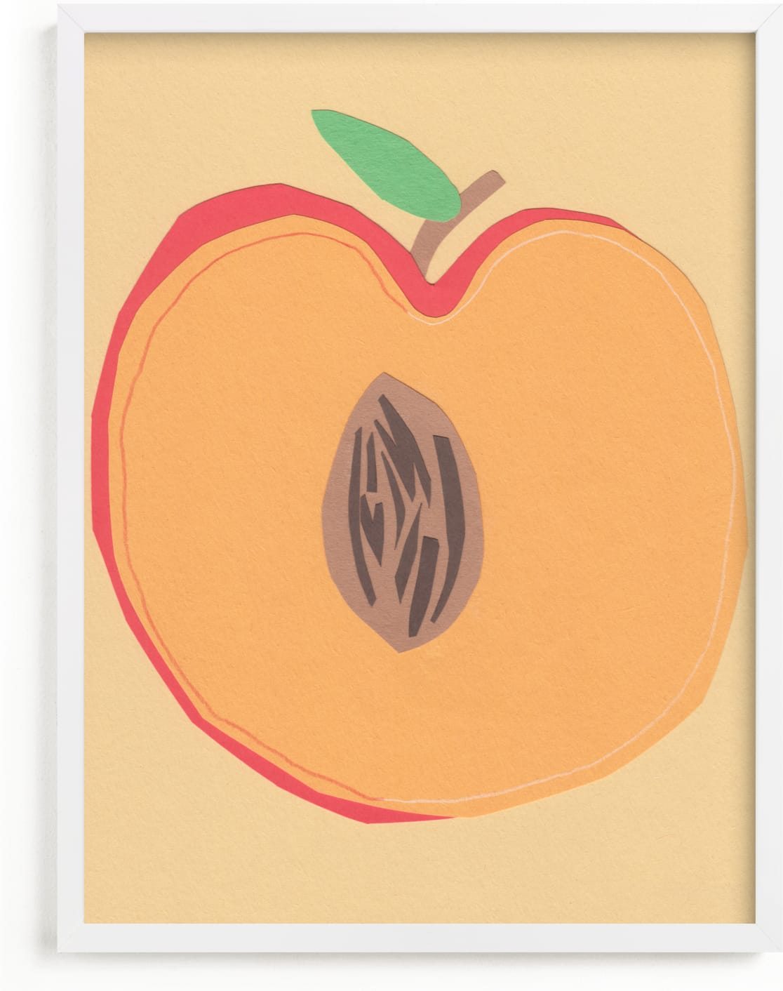 This is a beige, orange, red art by Elliot Stokes called Peach Pit.