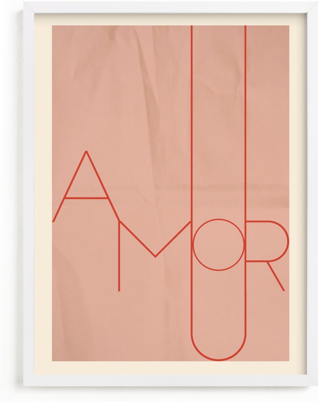 This is a ivory, pink, red art by Morgan Kendall called Amour.