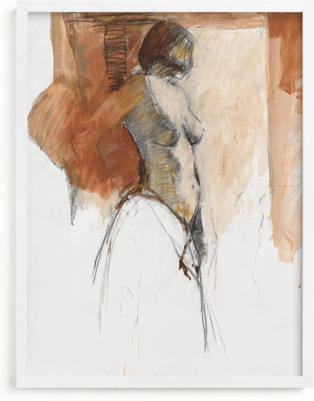 This is a brown, beige art by Patricia Robitaille called After the Bath II.