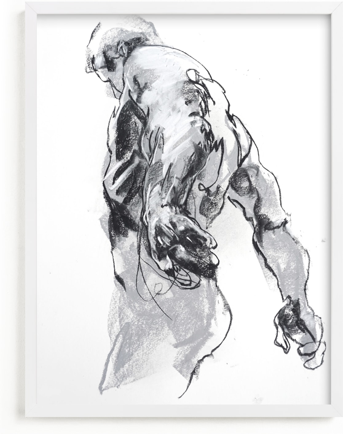 This is a black and white art by Derek overfield called Drawing 369 - Standing Man.