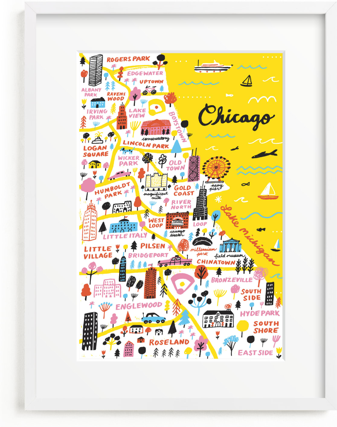 This is a colorful art by Jordan Sondler called I Love Chicago.