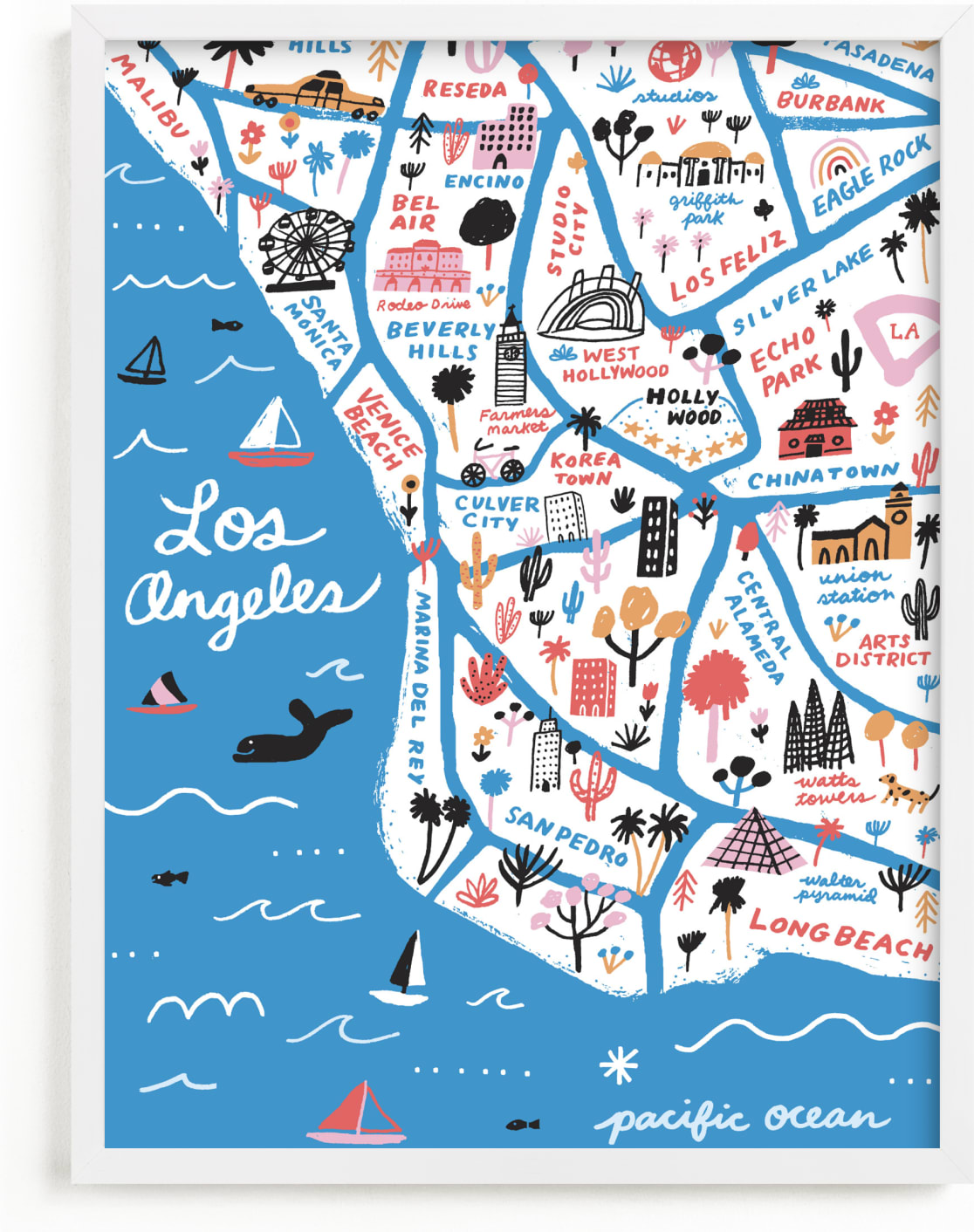 This is a blue art by Jordan Sondler called I Love Los Angeles.